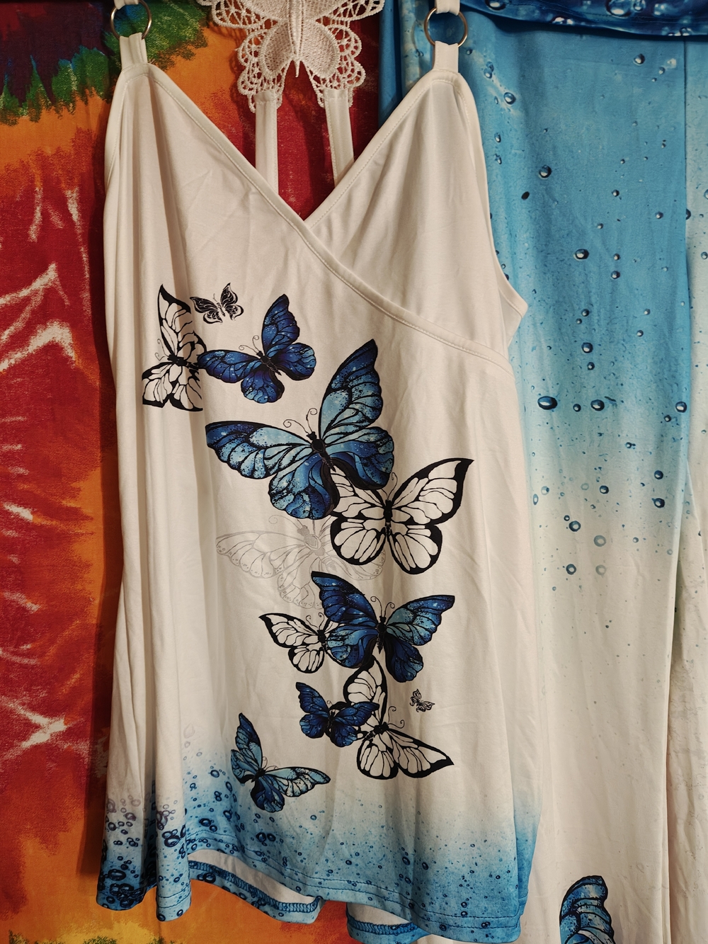 Blue Butterfly Ombre Lounge Set - Tank & Wide Leg Pants - Picture 2 of 6